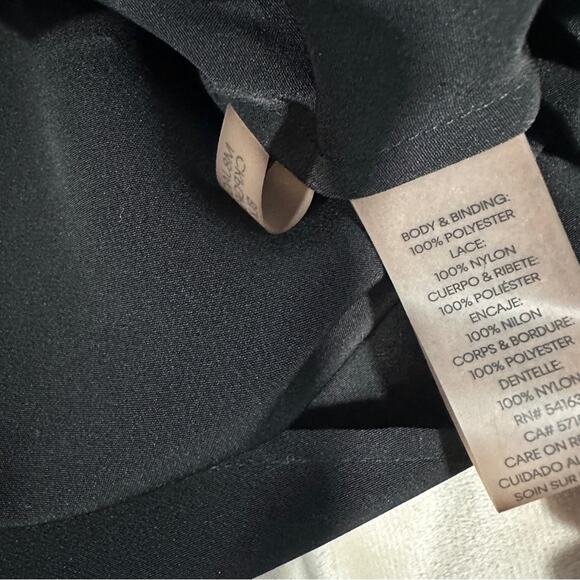 Calvin Klein Size L Black Lace Sleeve Elegant Blouse Top Classic Formal Neutral - Picture 7 of 12